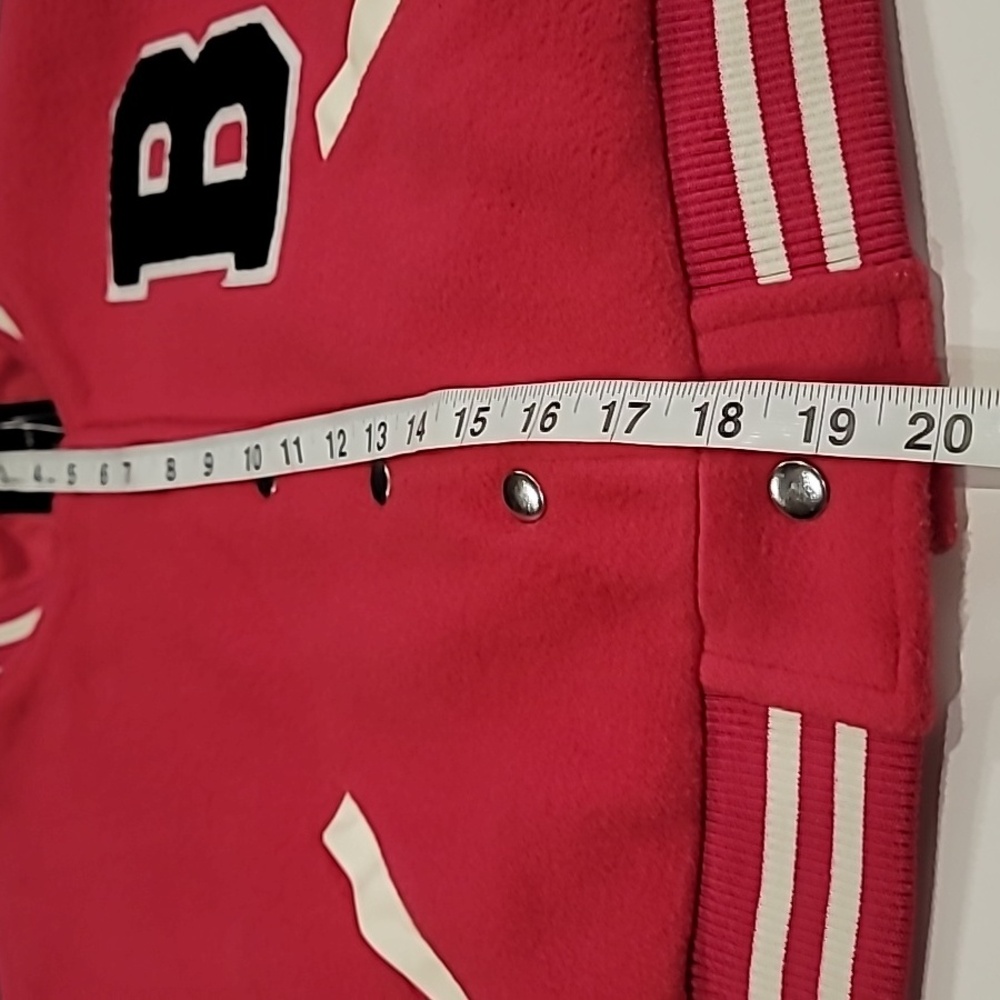 Love Tree Varsity Jacket Barbie University Fleece Pink White Large - Picture 10 of 12